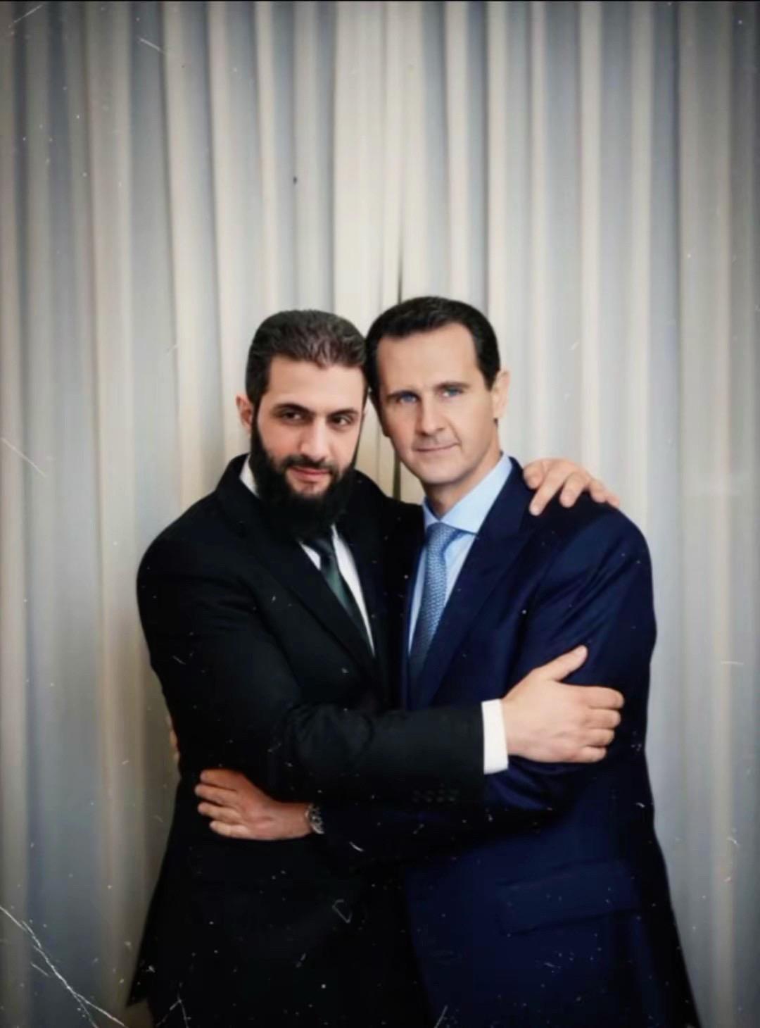 叙利亚共和国艾哈迈德·沙拉总统阁下，前朝巴沙尔·阿萨德，是男儿 纵横于苍穹之间，