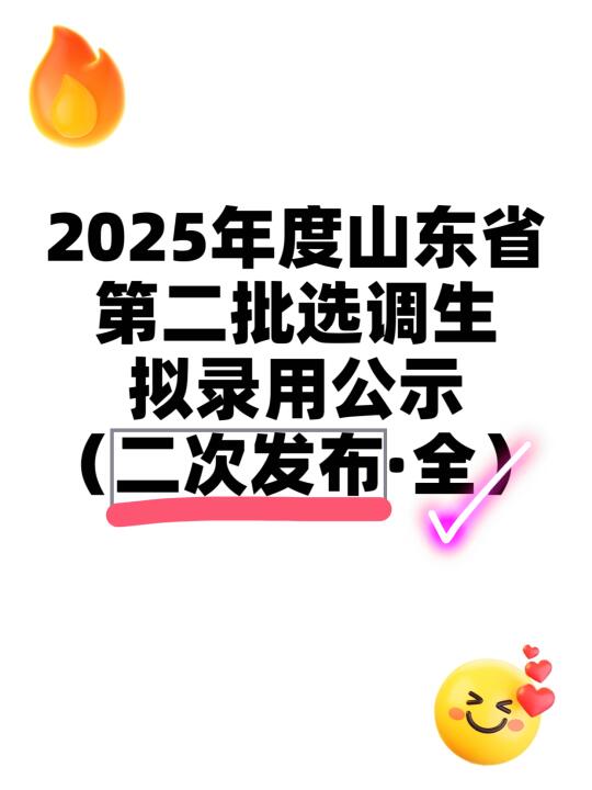 2025年度山东省第二批选调生拟录用公示②批
