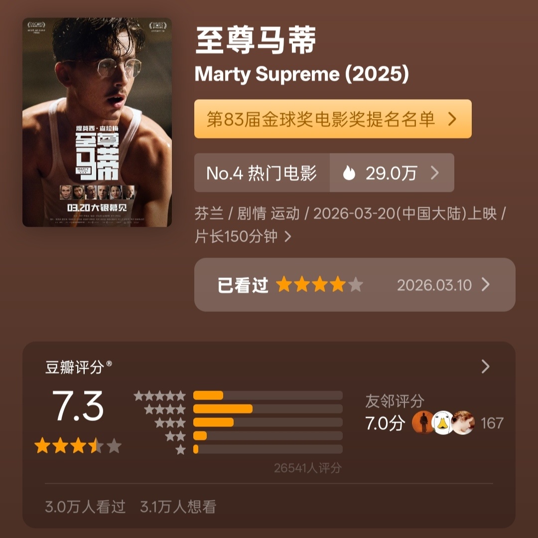 本周院线新片豆瓣开分：《挽救计划》开分8.5，有机会入选“豆瓣250”《你好，爱