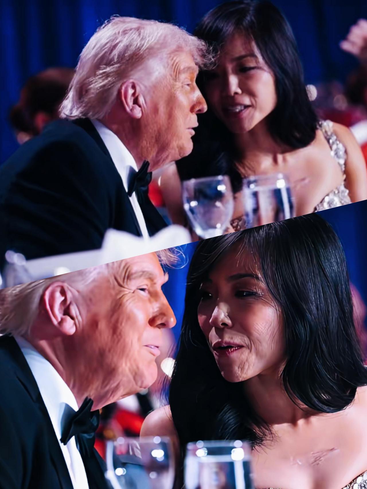 蒋维佳和特朗普交流的时候，为什么靠的那么近呢？是怕特朗普听不见吗？
特朗普的表情