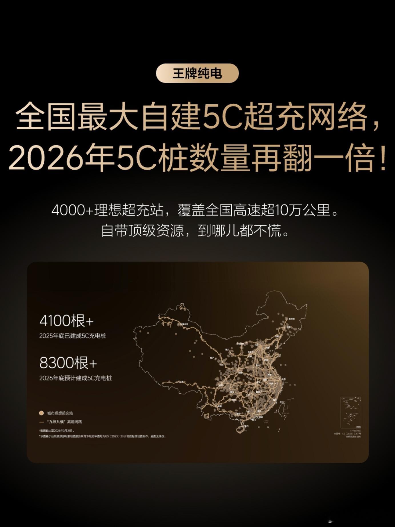 U1S1，现在理想高速上的5C超充桩是真的多，预计2026年底建成8300+ 5
