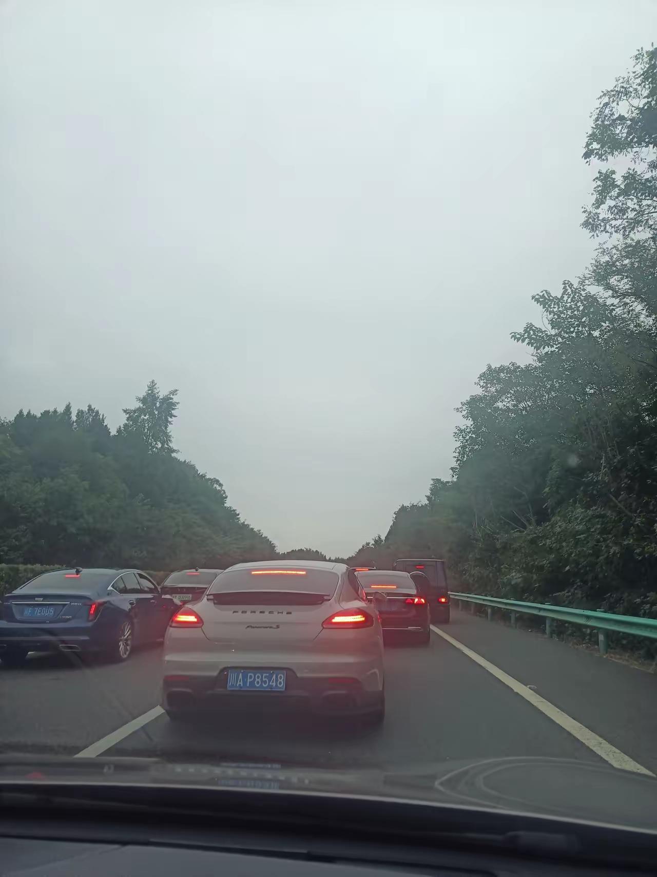 真的太堵了，太堵了，堵成长长一串，2000多万的成都人奔向各条高速公路，开往各个