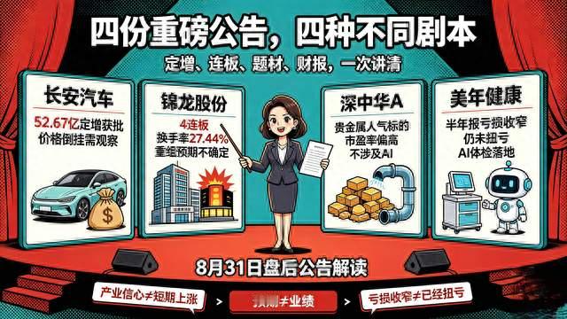 重磅公告：长安汽车、锦龙股份、深中华A、美年健康