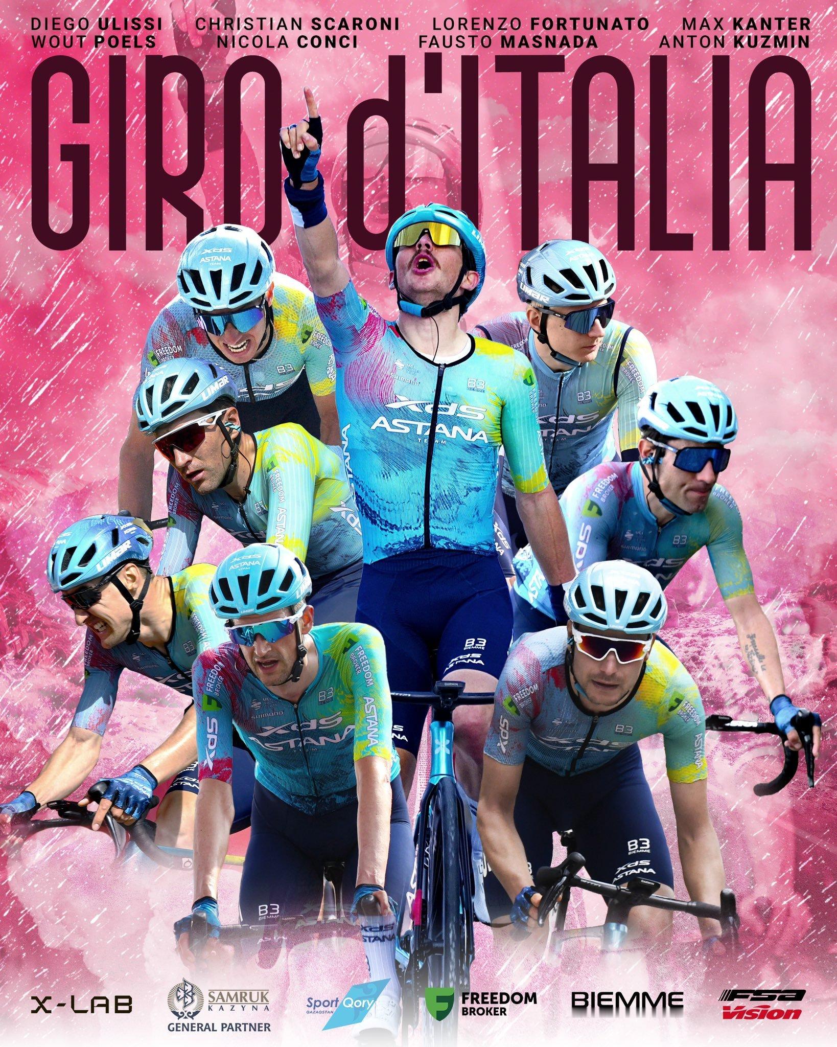 喜德盛-阿斯塔纳车队2025环意 阵容。国车车上演大环赛首秀，车队的阵容同样很不