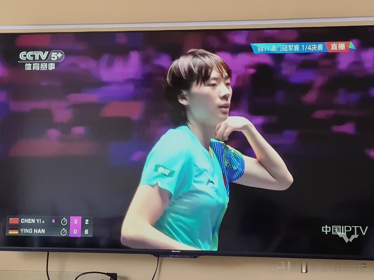 陈煜战胜韩莹，进入四强，这是两代人之间的较量。韩莹这次澳门站表现很惊艳，43岁高