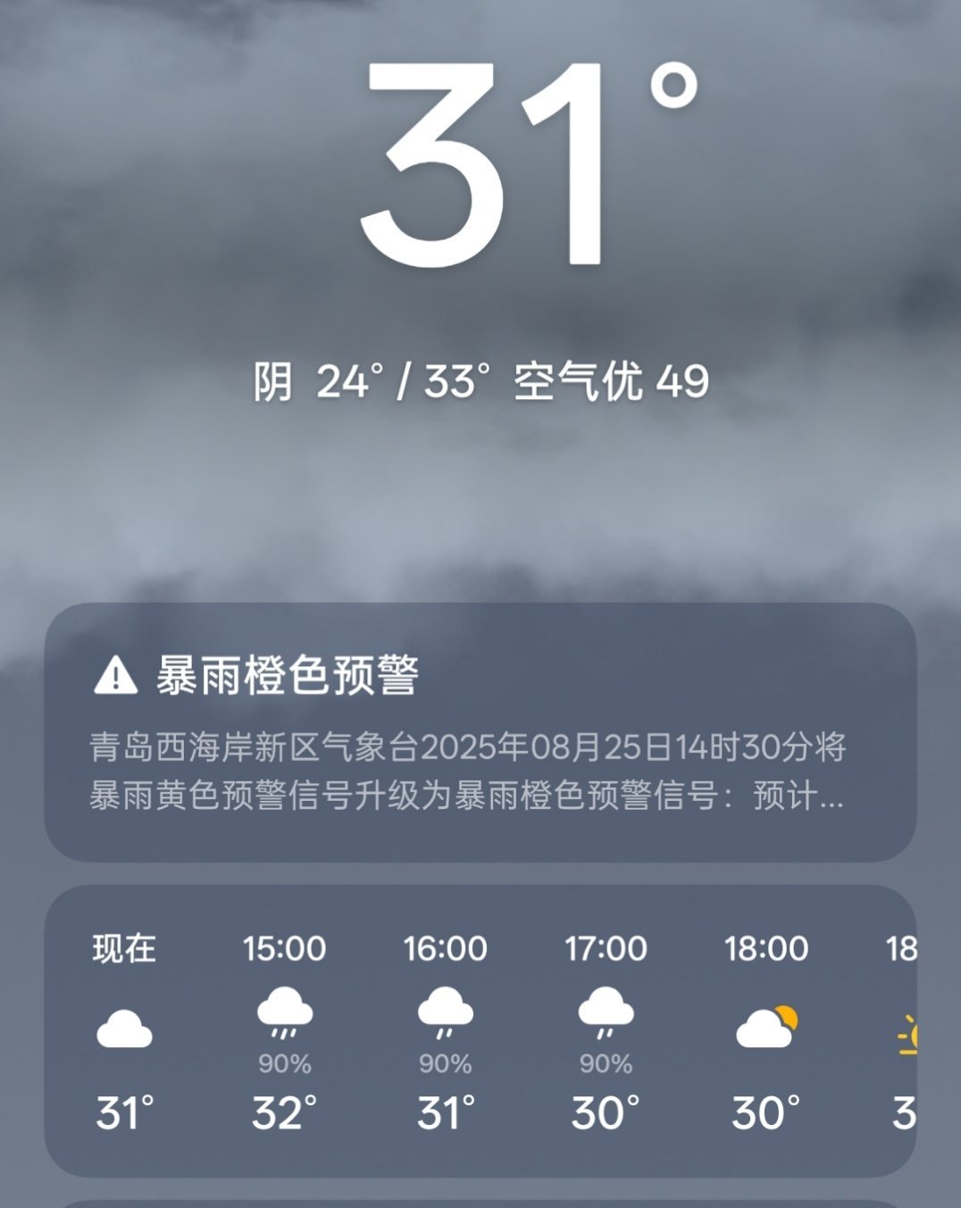 今天是不是全国都有雨啊？青岛也预报暴雨橙色预警[无聊]上海暴雨 ​​​