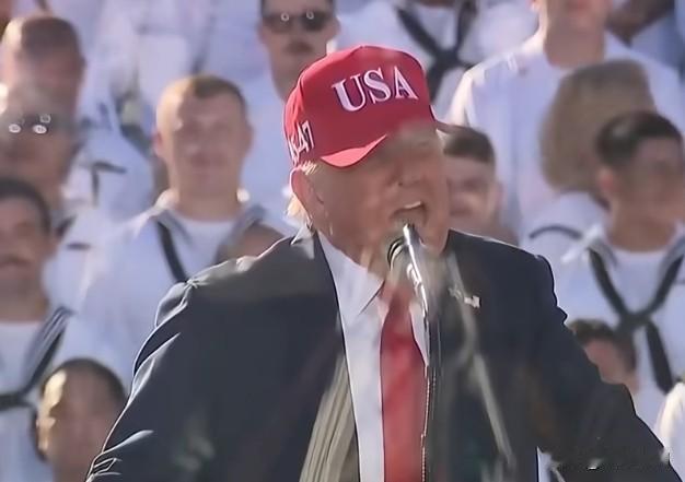 特朗普对美国海军说：

“除非万不得已，我们不想把你们送上战场。

你们当中有人