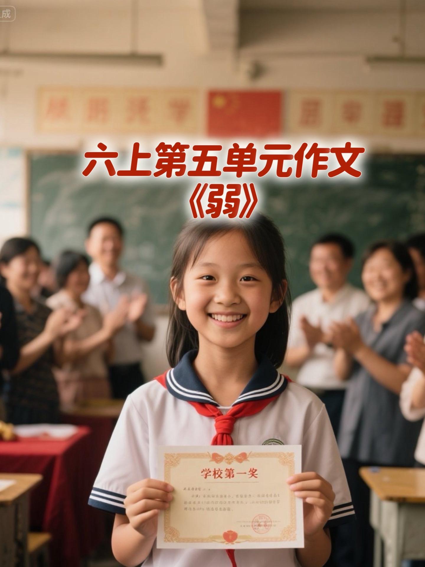 《弱》 优秀范文。小学六年级上册第五单元习作《围绕中心意思写》，同步优...
