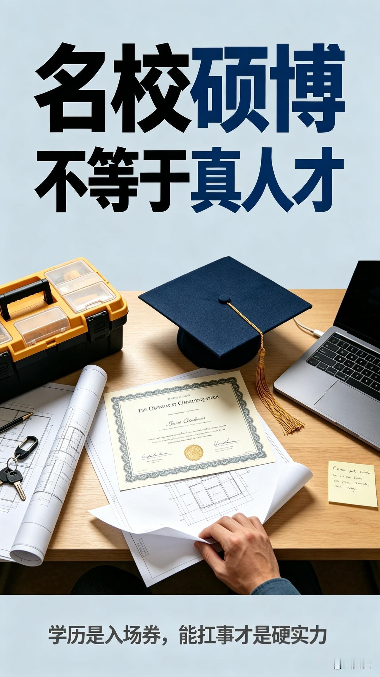 名校硕博不等于真人才，学历只是入场券
 
别再迷信名校博士、硕士自带高人一等的光
