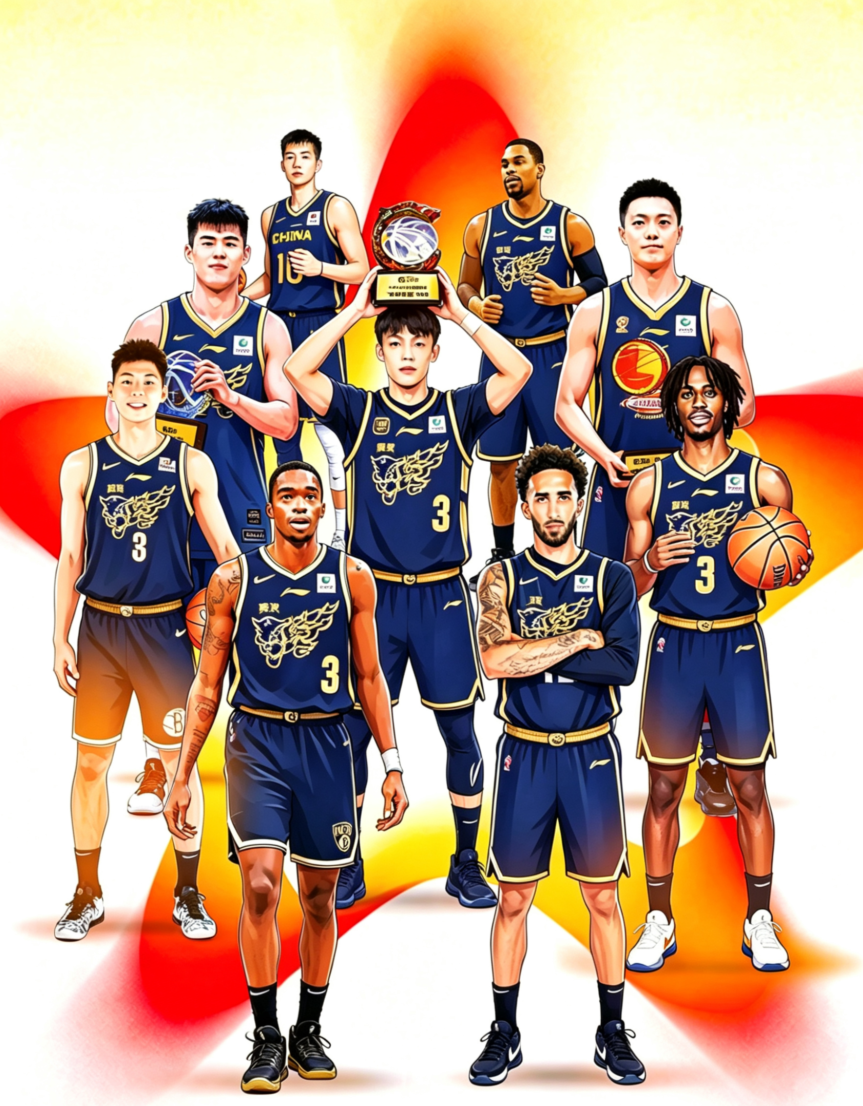 拥有NBA级别外援“洁尔阴”组合，NBA篮网名宿崔NB，男篮核心持球大核控运节奏