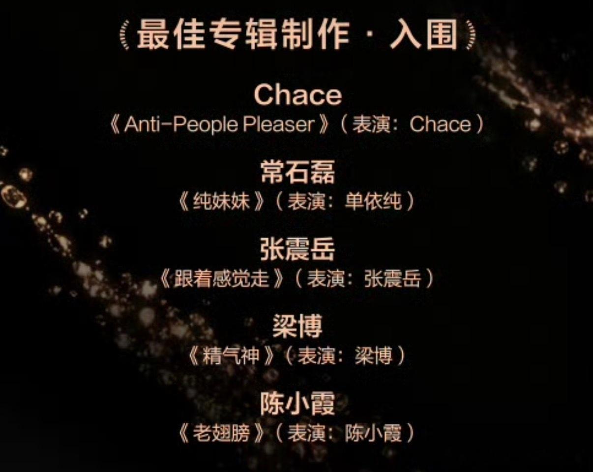 浪潮音乐大赏公布提名，单依纯提名10项大奖领跑，蔡依林陶喆分获5项提名，张震岳陈
