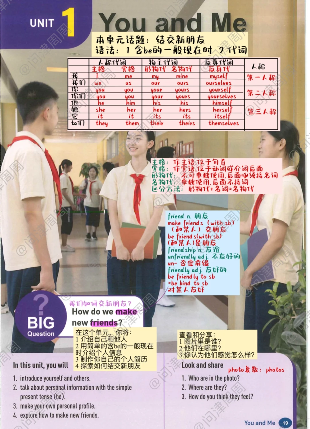 新版人教版初中英语七上Unit1课本详解笔记