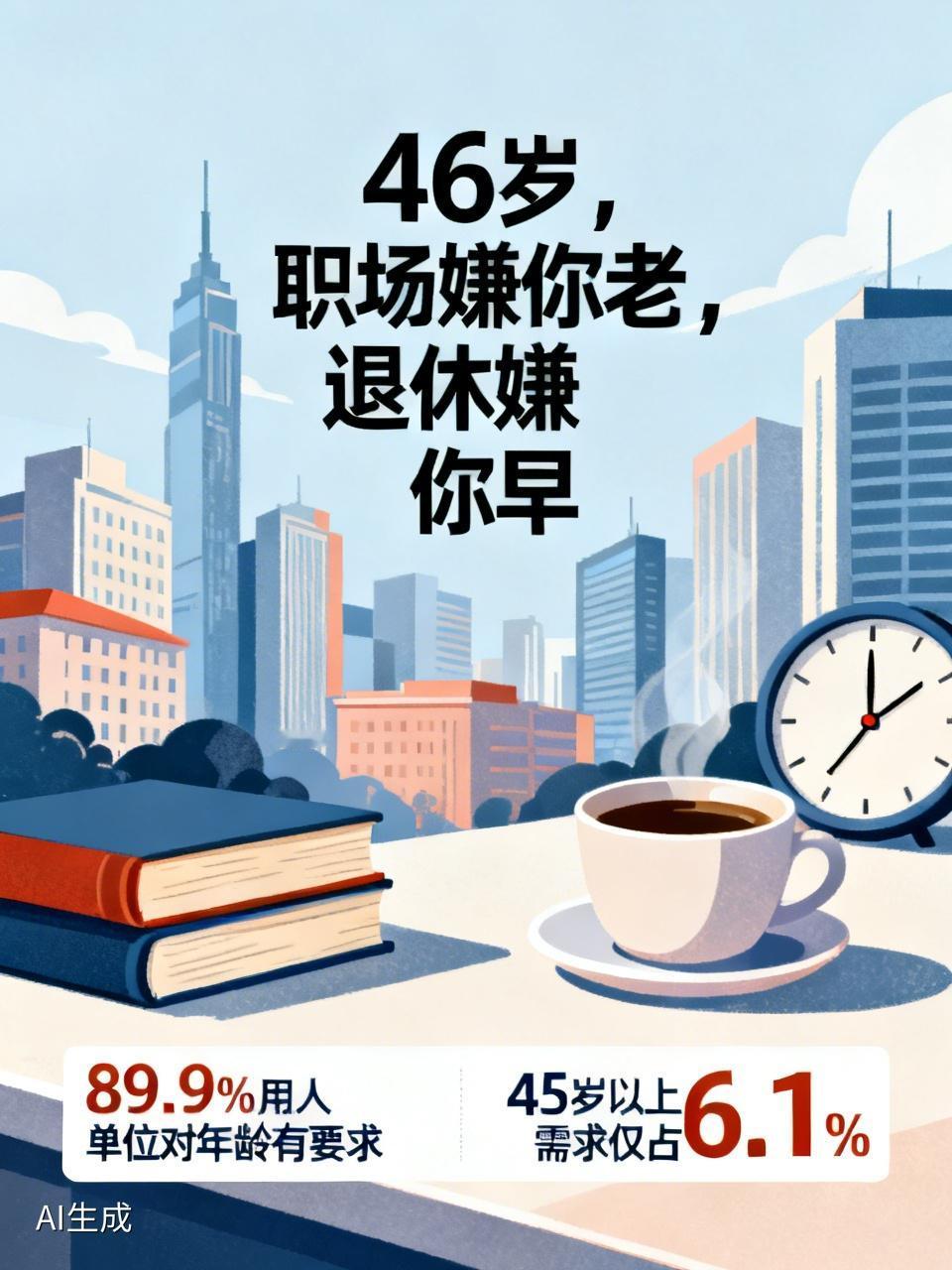 46岁，职场嫌你老，退休嫌你早。
第七次人口普查显示，40-49岁就业人口占比2