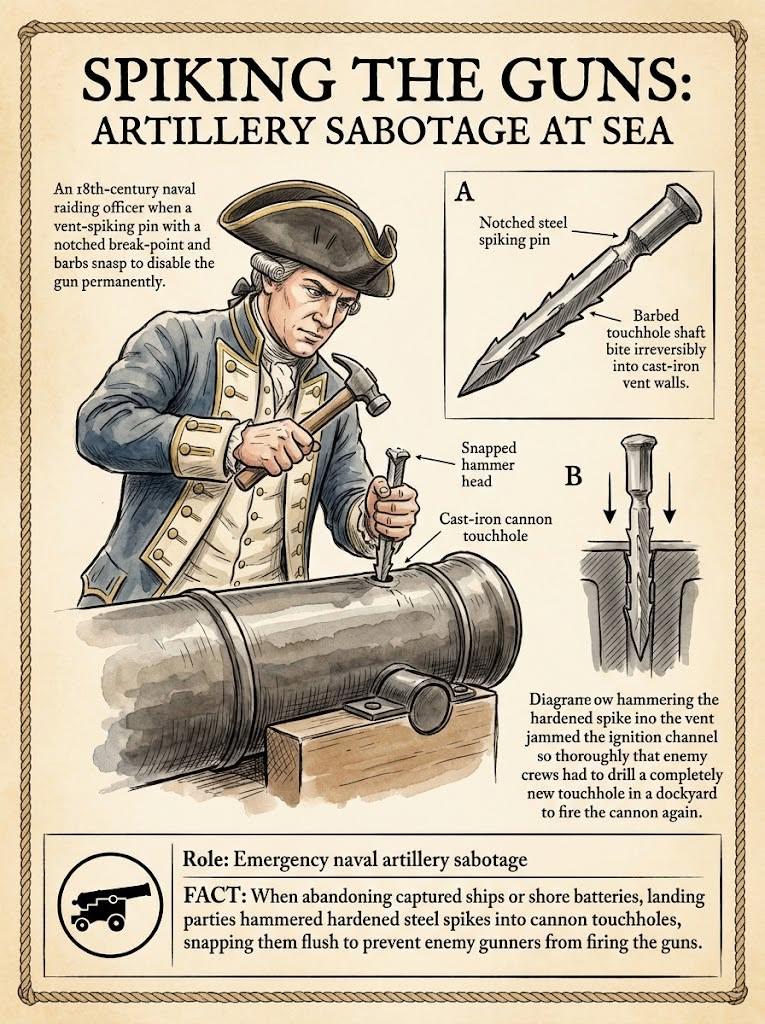 风帆战舰时代有个很经典的战场破坏手段，叫做封炮（Spiking the Guns
