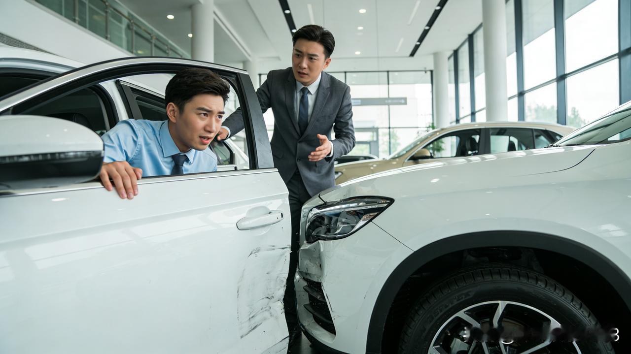 刚提新车的 95 后小伙小王，在 4S 店试驾时因操作失误撞倒男销售，不仅面临 