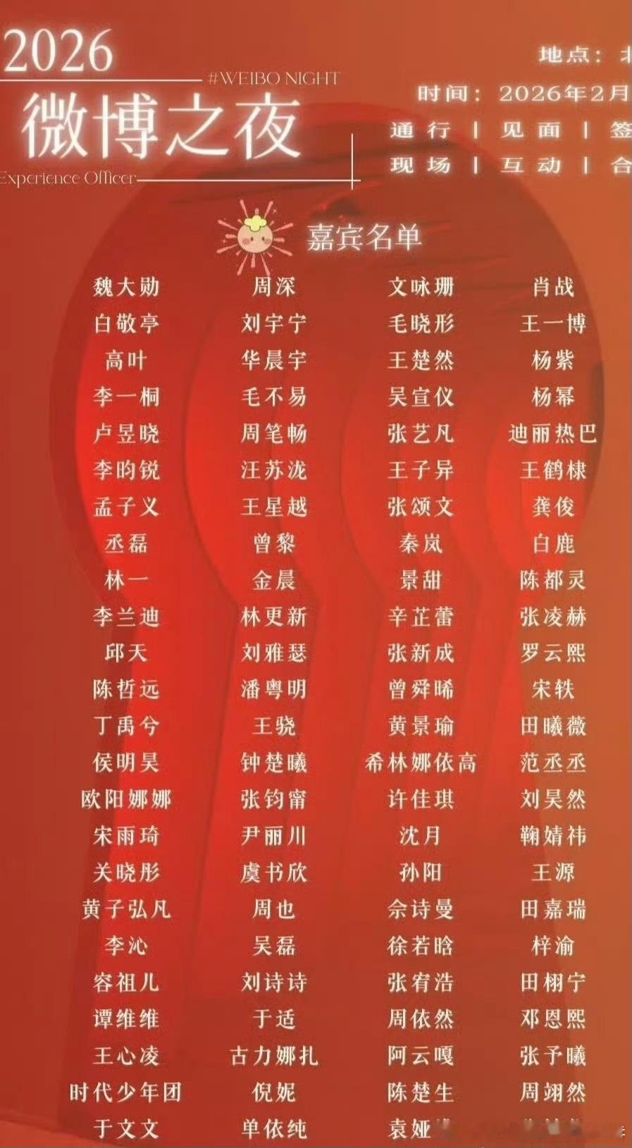 今年微博之夜的明星阵容🍉，期待谁 
