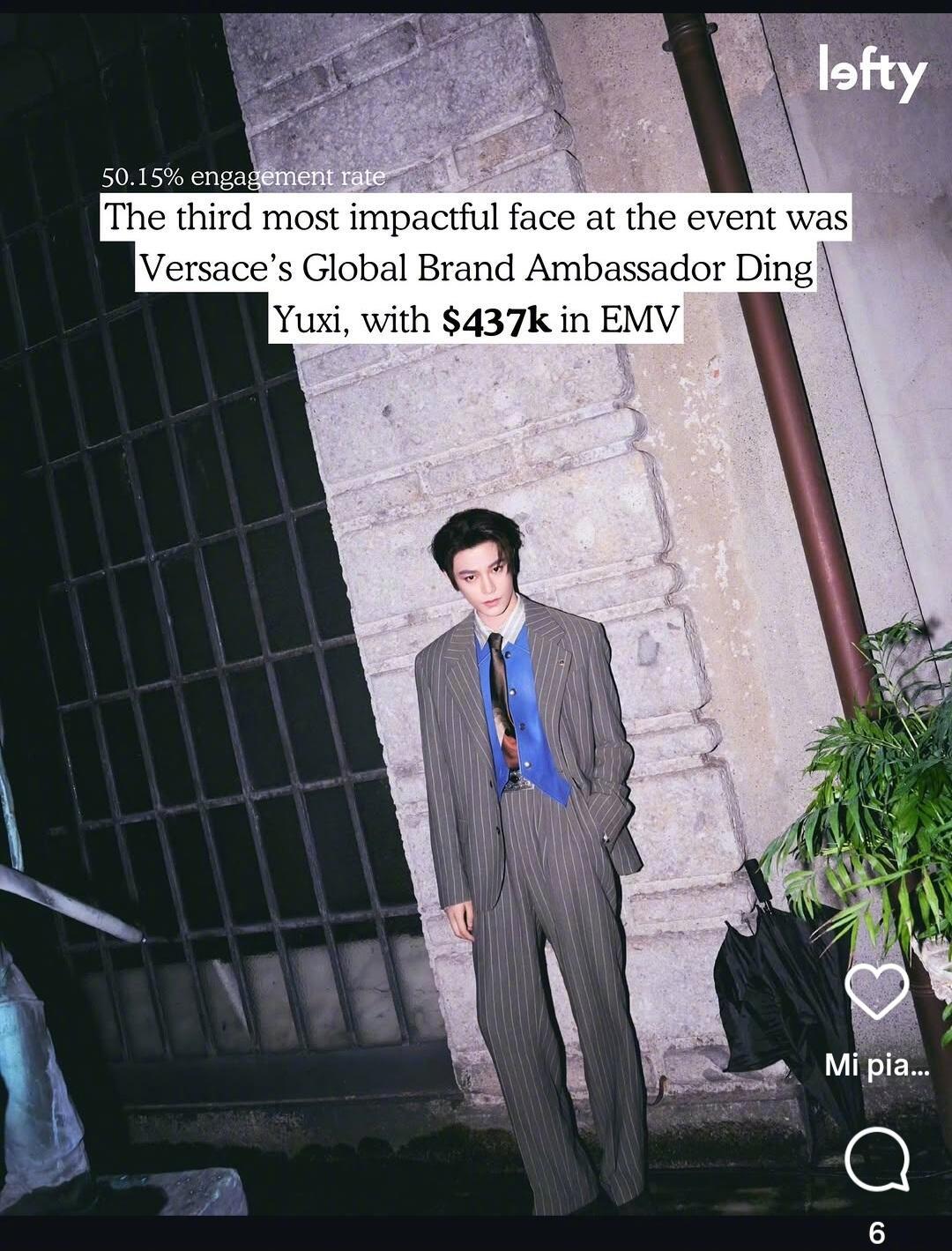 丁禹到EMV媒体价值第三 范思哲全球品牌代言人丁禹兮拿到EMV媒体价值第三，就这