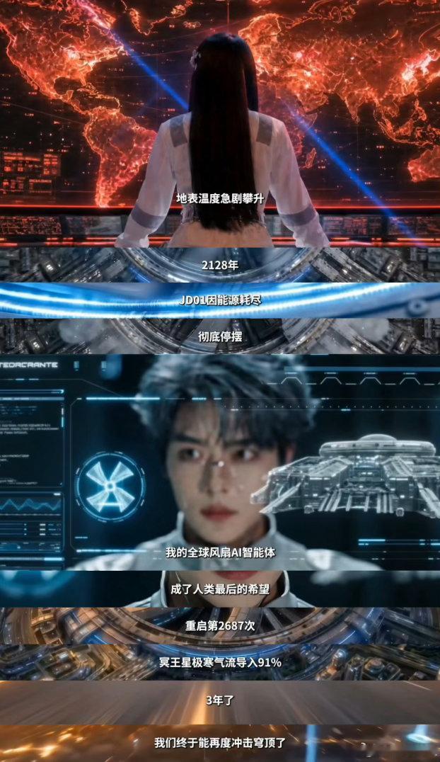岳雨婷与AI和解了 岳雨婷之前因为AI少了很多剧本机会，这次新短剧里直接演AI科