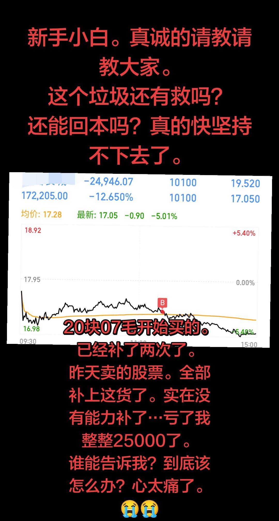 新手小白。真诚的请教请教大家。 这个垃圾还有救吗？ 还能回本吗？真的快...
