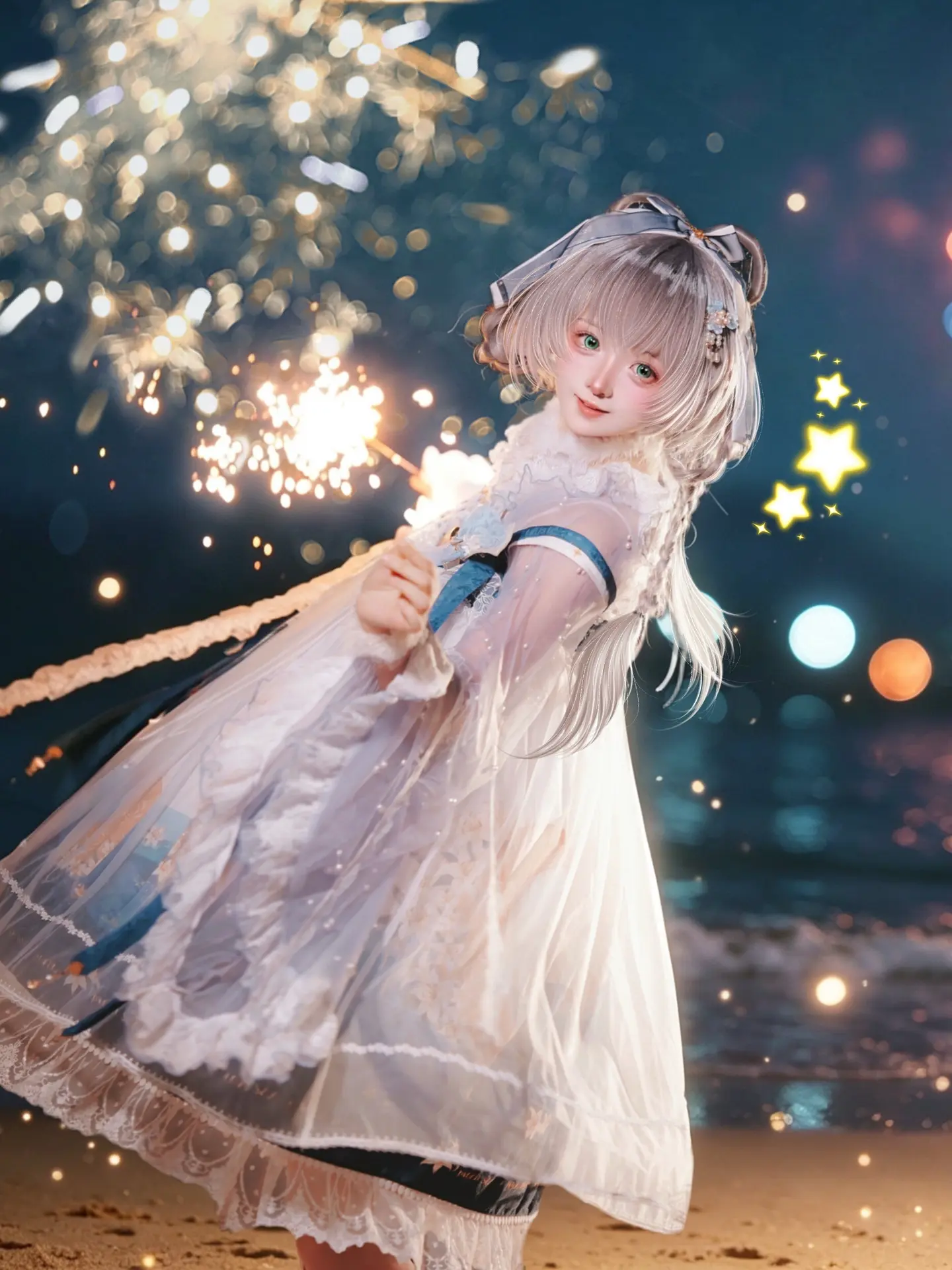 指尖划过的色彩｜洛天依·海上生明月。📷：  赛博头发：阿咩儿子