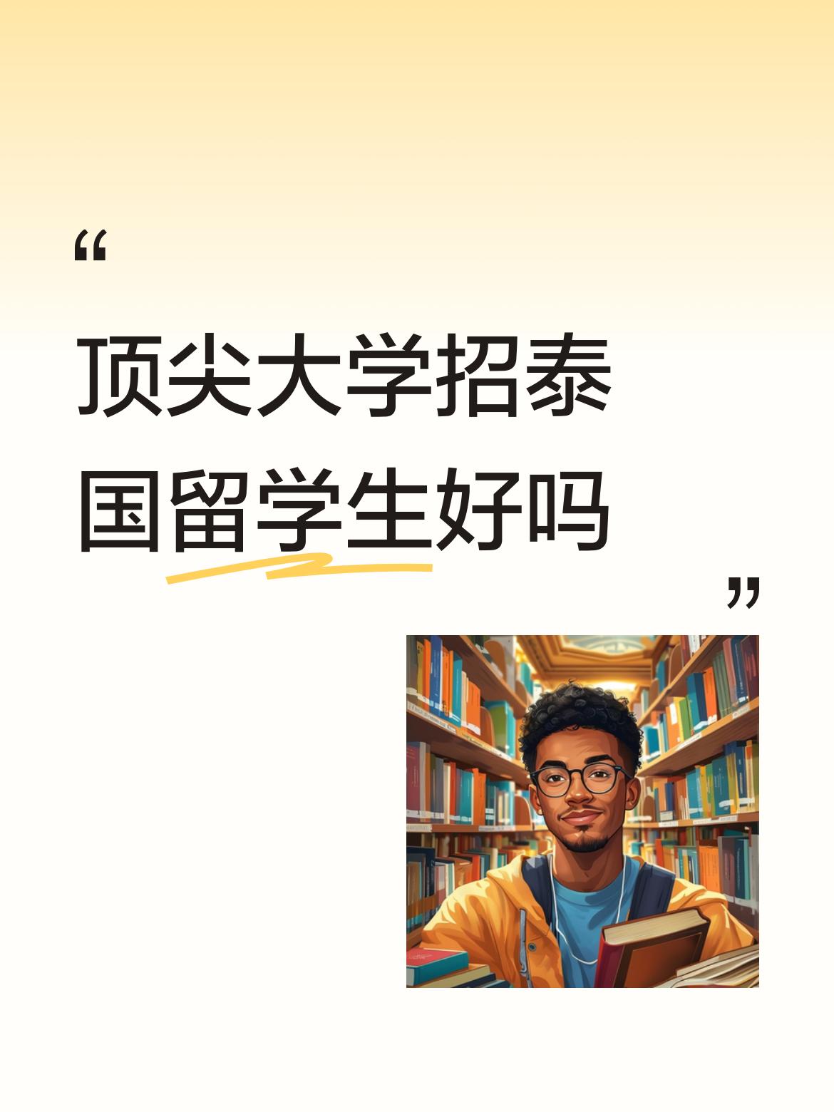顶尖大学招泰国留学生好吗为什么国内的学生没这待遇，真的让人费解。