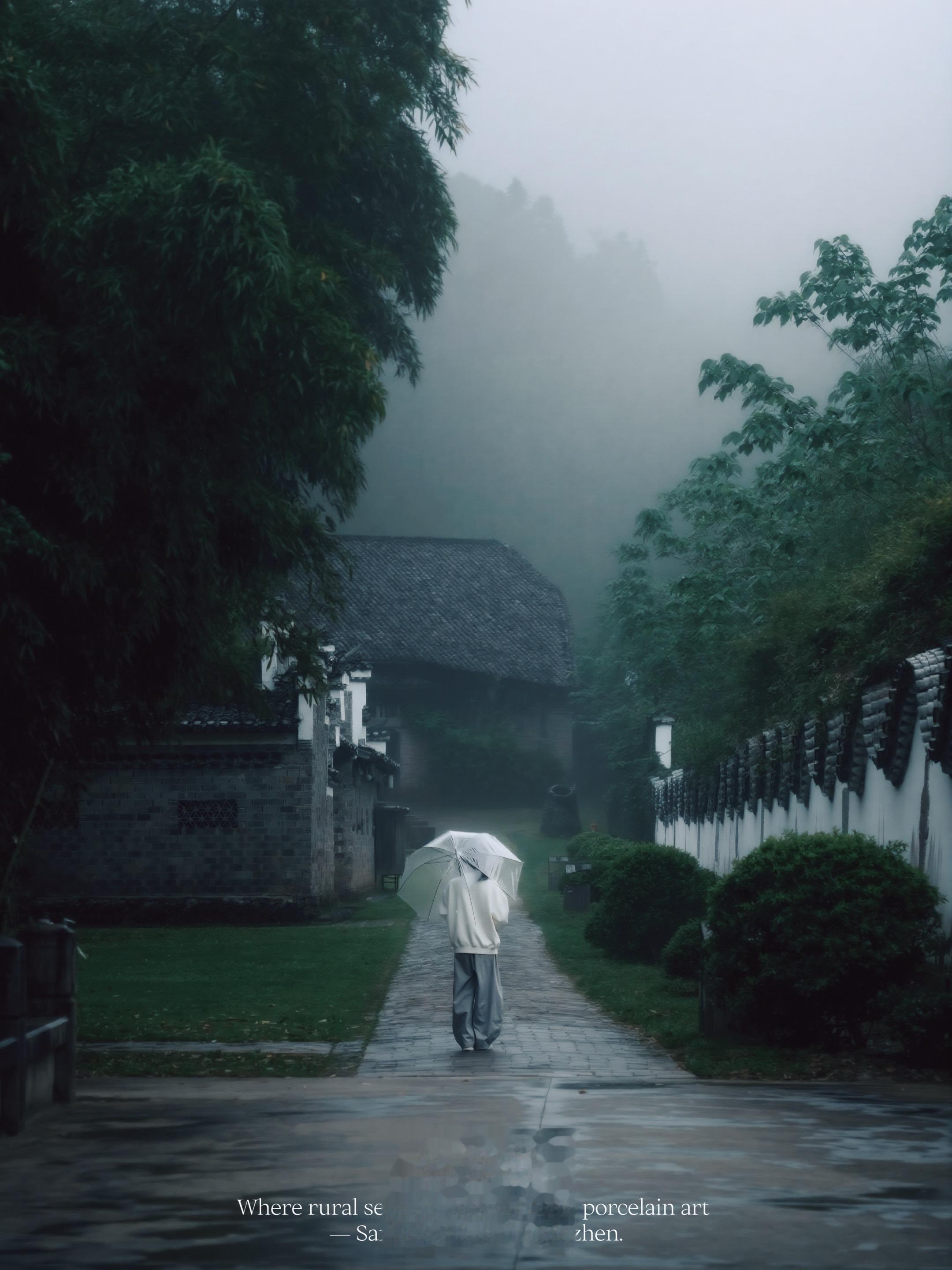 雨天别错过！三宝村的湿意与瓷光！细雨漫过三宝山谷，云雾把远山晕染成水墨...