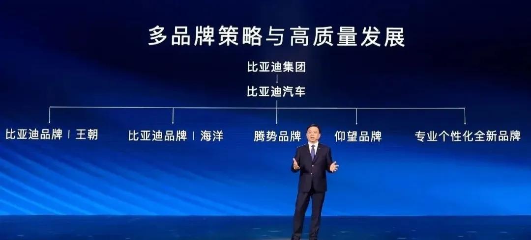 比亚迪五大品牌会在6月全部聚齐，包括王朝、海洋、腾势、仰望以及“F”，覆盖了从家