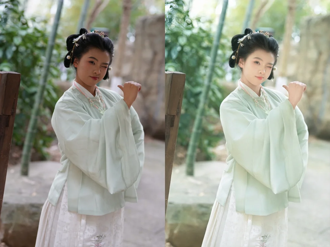 汉服修图调色前后对比