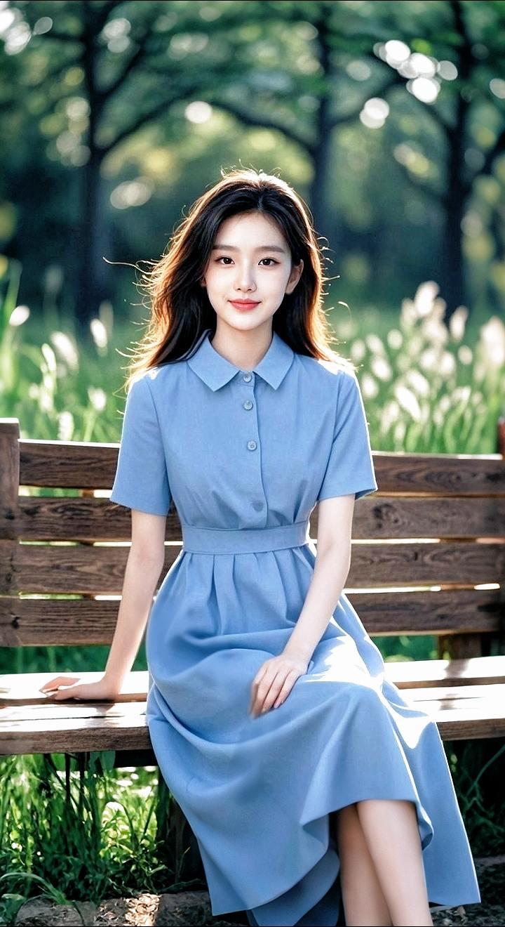 AI扩图 AI蓝裙花韵