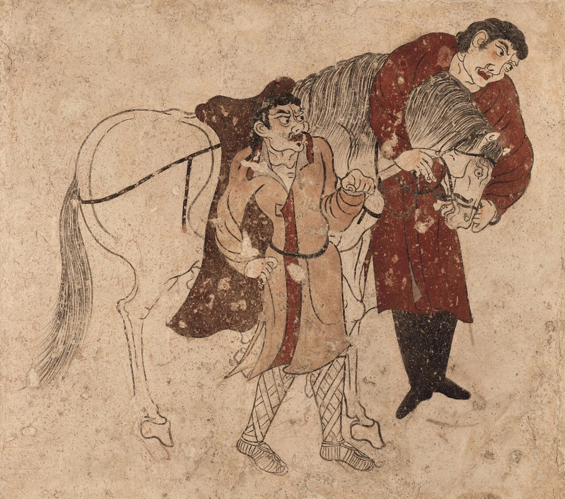壁画中的大唐风华 | 韦贵妃墓壁画图1图2图3《备马图》图4《黄袍男装侍女图》图
