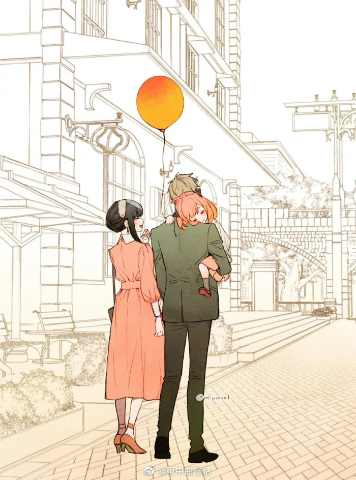 间谍过家家 街角偶遇甜蜜幸福的福杰一家三口 作者:m_nmy01 