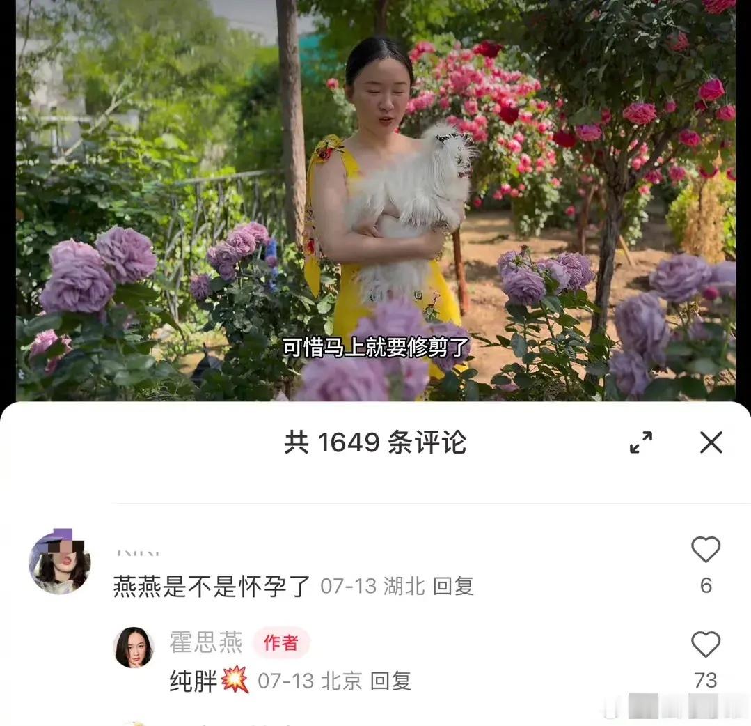 笑不活了，霍思燕昆明旅游度假，身材有点发福，腹部隆起，被问道是否怀孕？她回复：纯