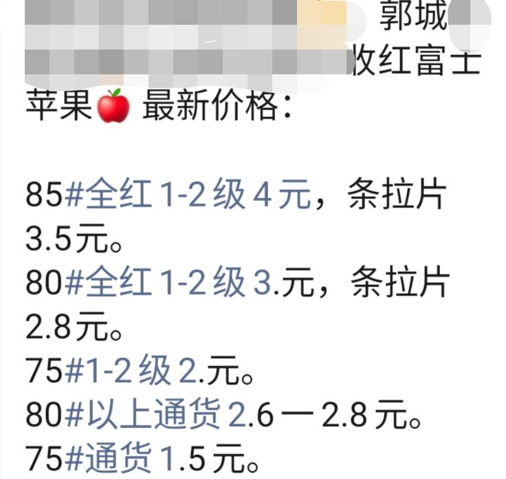 我们那边的红富士苹果已经有开秤的了，有些等级的苹果价格果然比去年低了5毛钱左右，