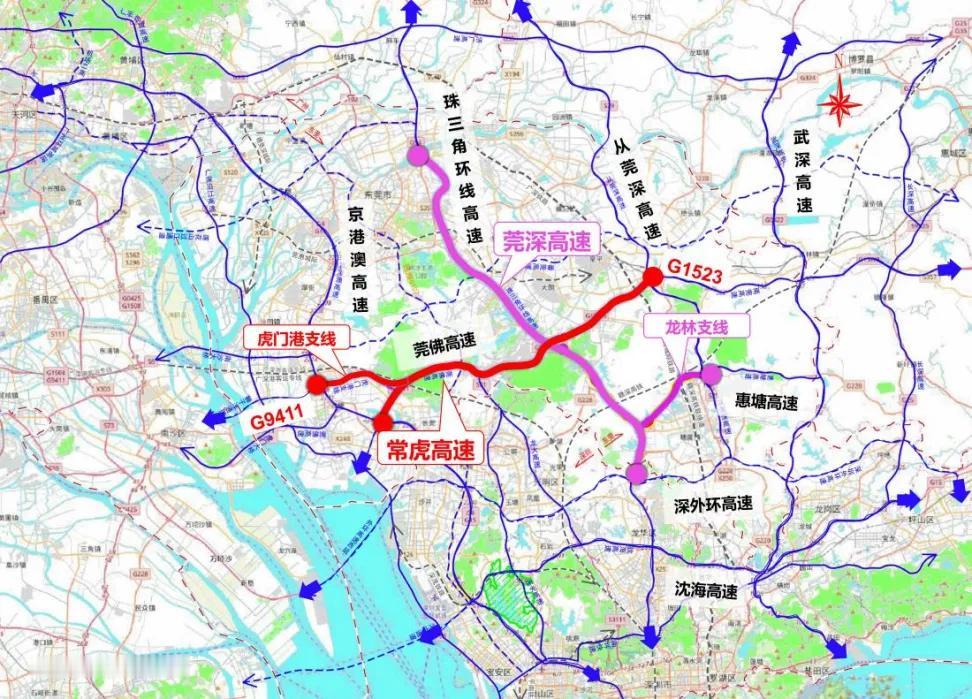 千梁飞架贯湾区，常虎高速改扩建跑出建设新时速
 
仲夏时节的东莞大地，机械轰鸣不