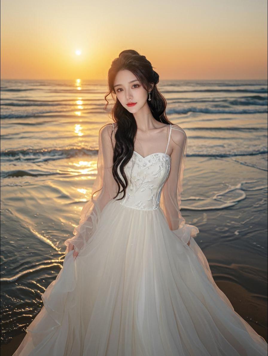 AI朦胧海滩丽影