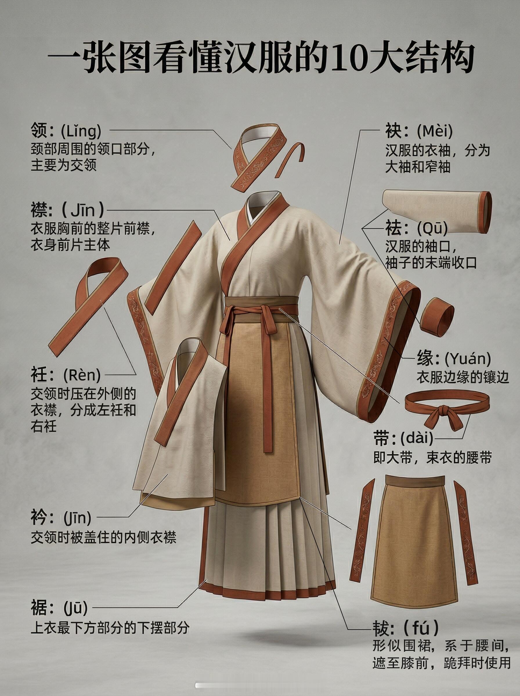 当韩国人开始尝试中式爆改一张图看懂汉服的10大结构，中式服装还是太权威了当韩国人