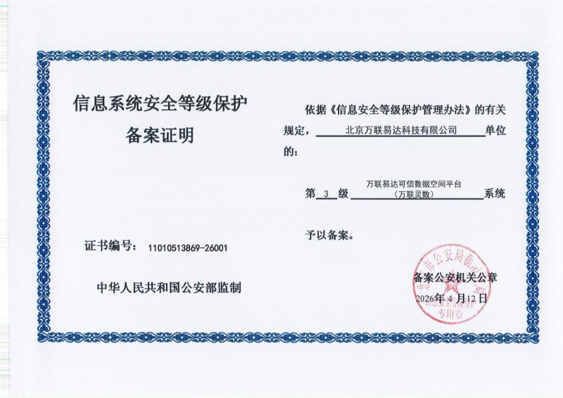 权威认证加持 万联易达以高等级安全能力护航数据合规流通

近日，万联易达可信数据