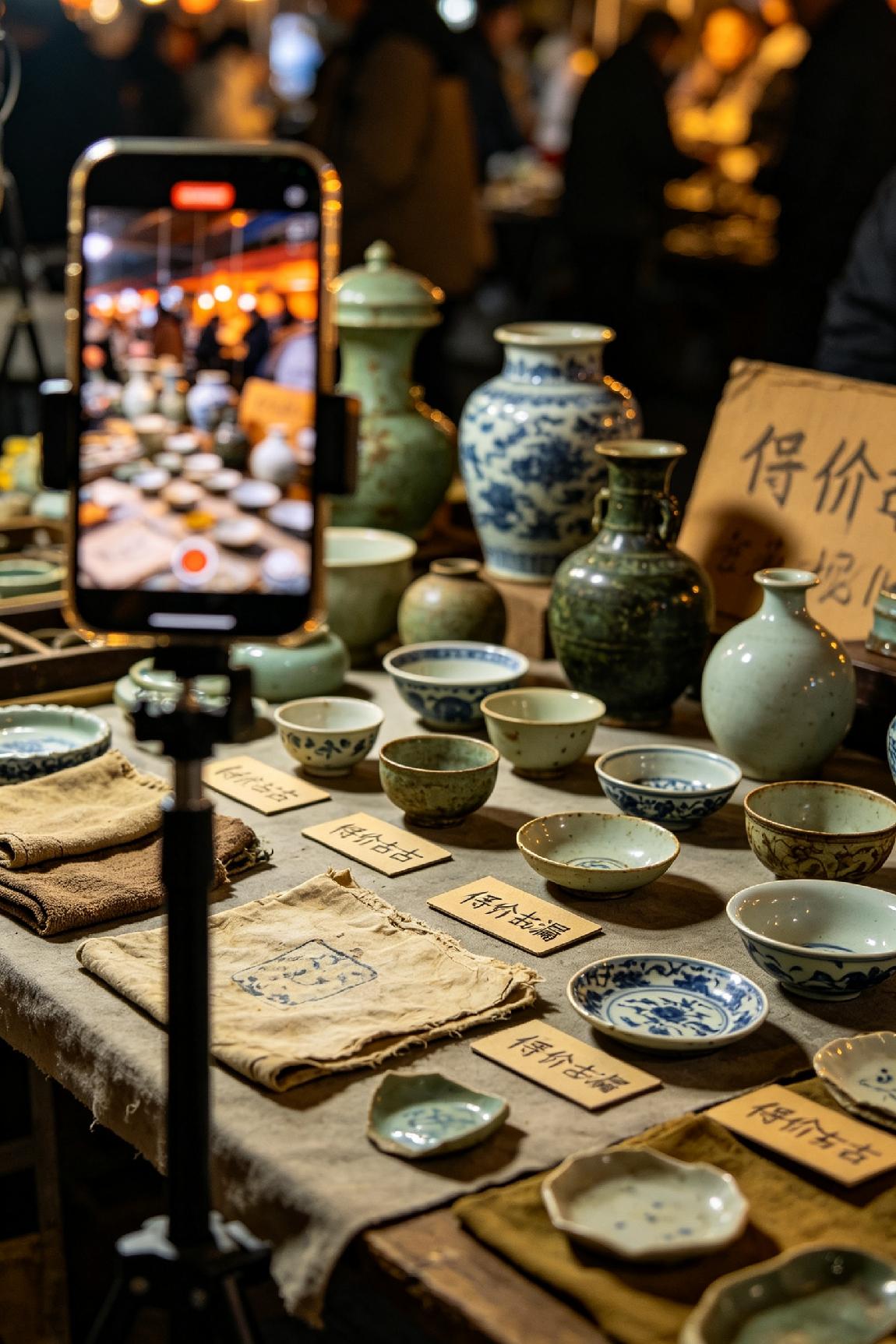 现代仿古产业链成熟完备，AI调色、激光开片、酸碱做旧、老胎新釉一应俱全，从外观釉