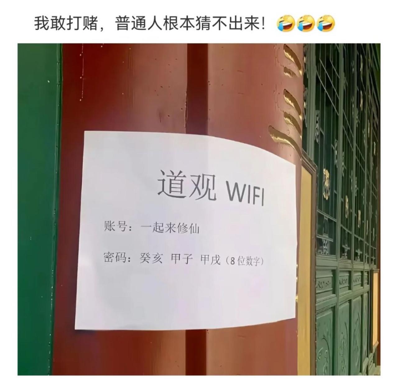 本想在道观蹭网修仙，看见WiFi账号“一起来修仙”瞬间来了兴致，可密码是癸亥、甲