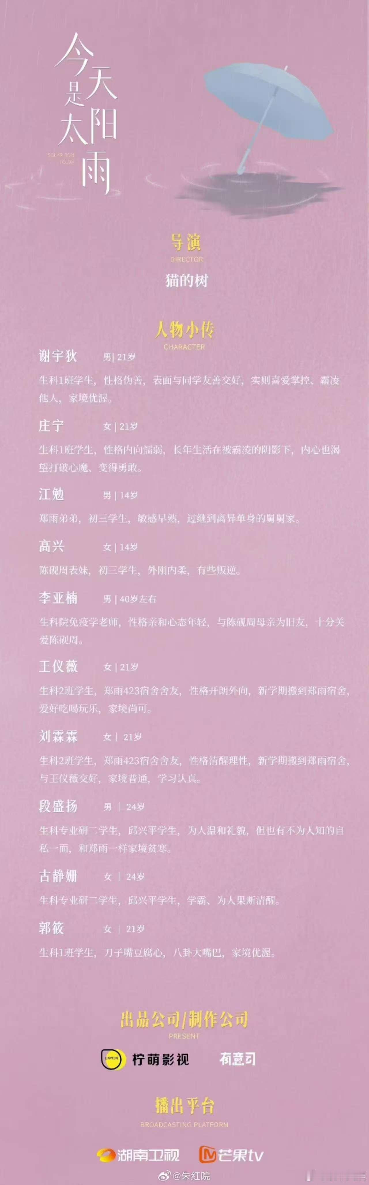 今天是太阳雨11月开机杨超越今天是太阳雨11月开机杨超越《今天是太阳雨》11月开