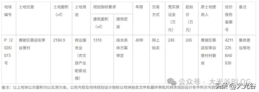 武汉市集体建设用地使用权拍卖交易公告武告字（2026年）18号
9月4日，武汉市