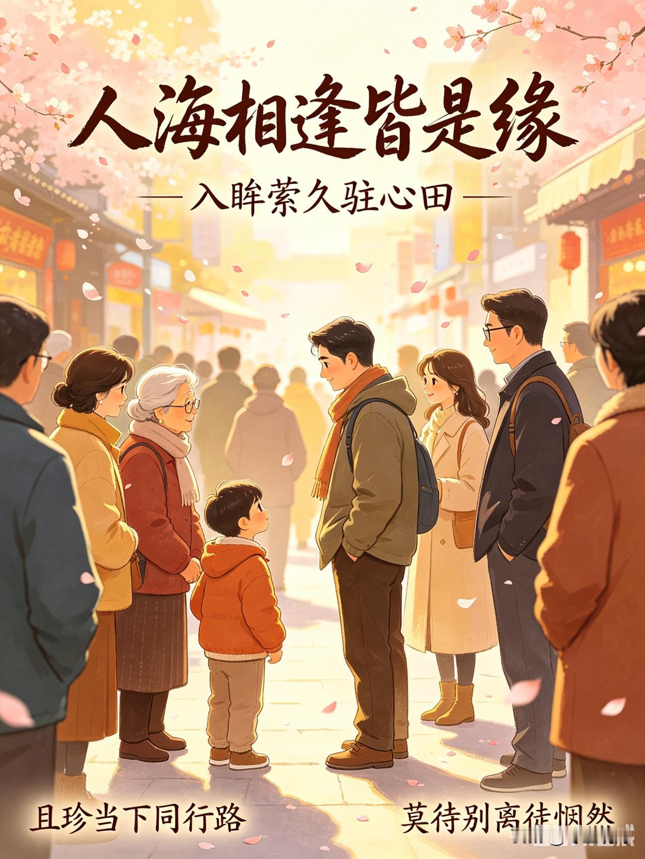 七绝//惜缘
人海相逢皆是缘，
入眸萦久驻心田。
且珍当下同行路，
莫待别离徒惘