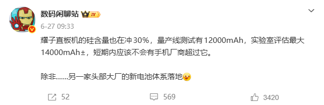 可惜的就是 荣耀的电池策略 这种超大电池你只能在win和Power上见到Magi