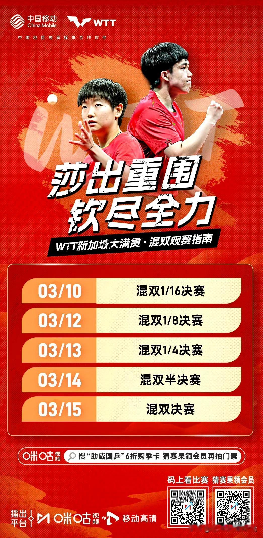 王楚钦/孙颖莎力争“三连冠”
王楚钦/孙颖莎蝉联2022、2023新加坡大满贯赛