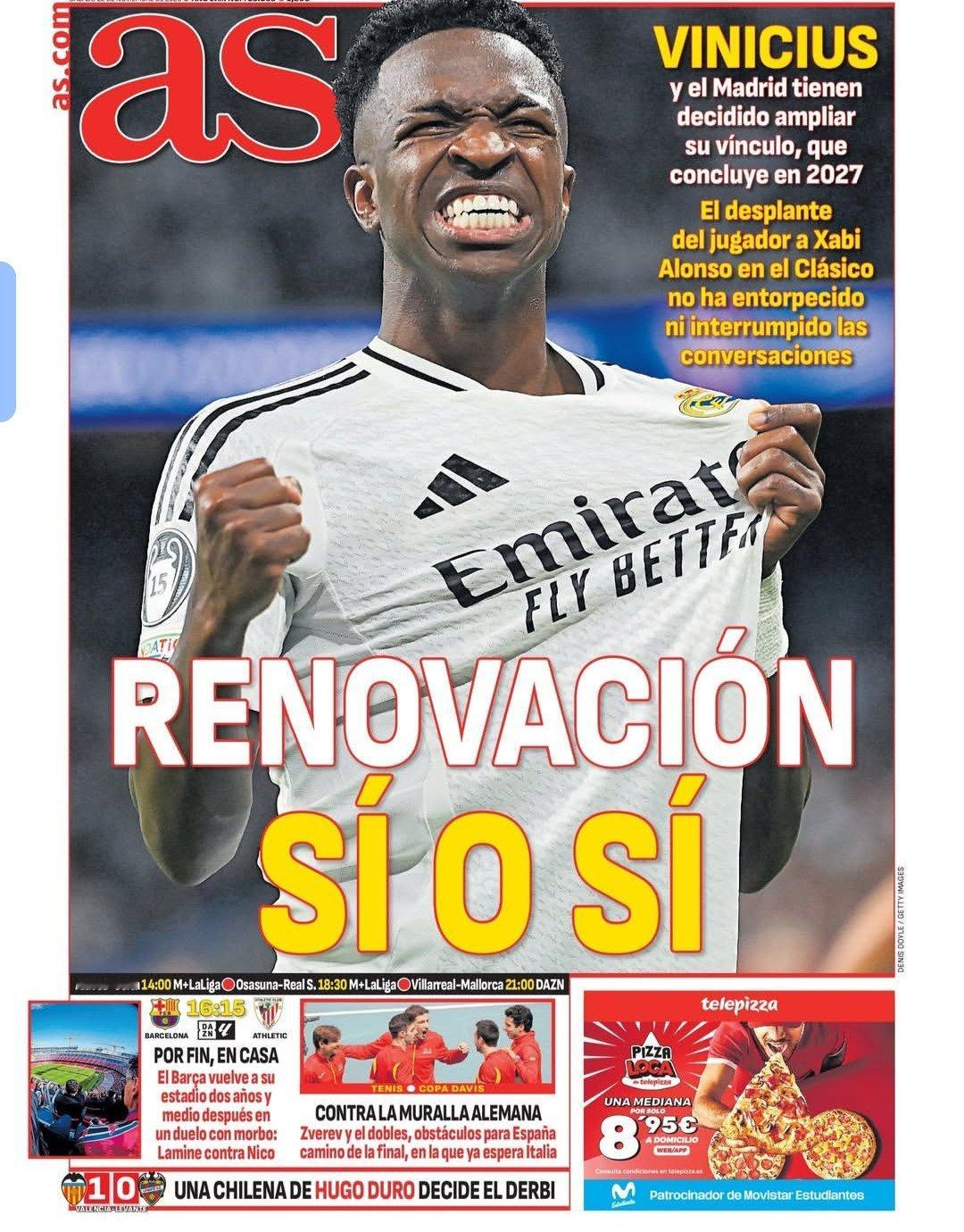 《阿斯》皇马和维尼修斯决定续约维尼修斯在国家德比对阿隆索的不当举动没有使续约变困