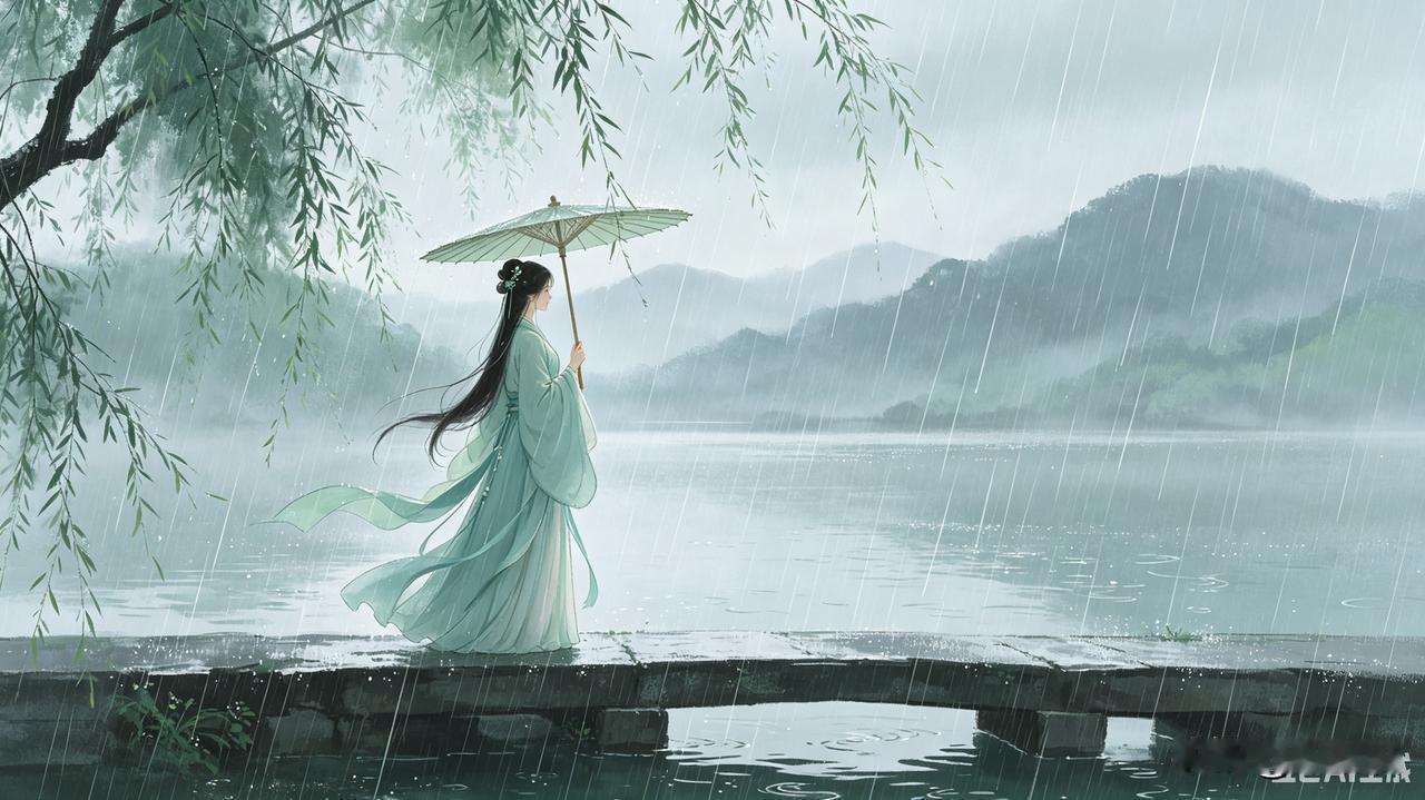 上联：绵绵细雨千般意
下联：缕缕清风万种情
