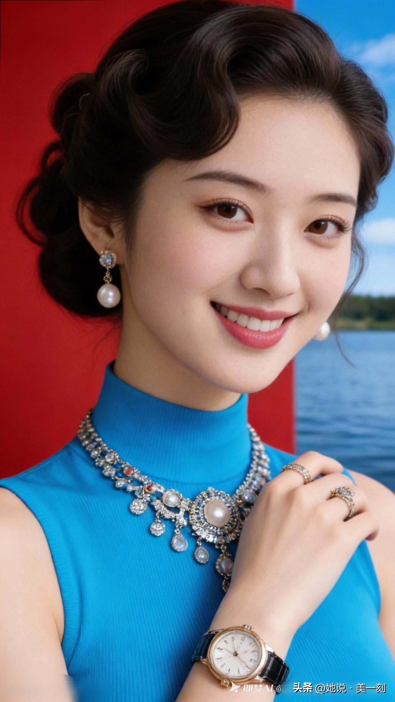 优雅蓝调，闪耀珠宝，尽显迷人魅力！💎✨发一张你眼中最美的微笑照片