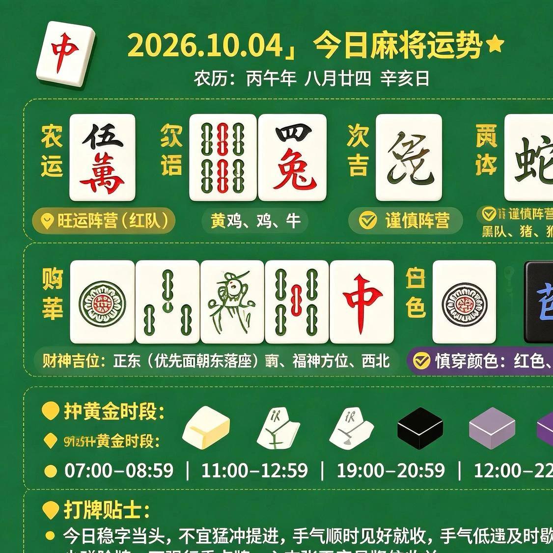 丙午年农历八月廿四，辛亥日。坐在牌桌前的人都有一个念头——手气今天站不站自己这边