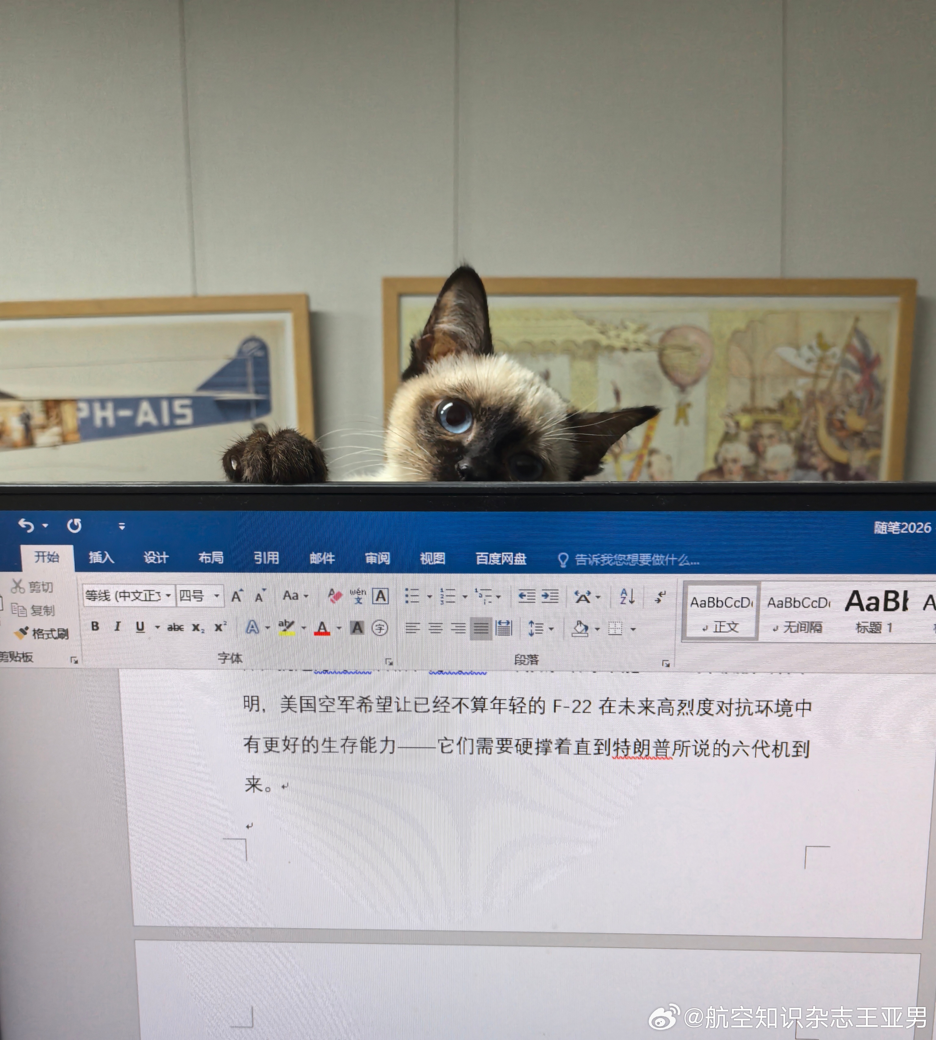 夜里加班干活，它也陪着我。可惜它看不懂杂志，要不可以一起谈谈《航空知识》咋策划。