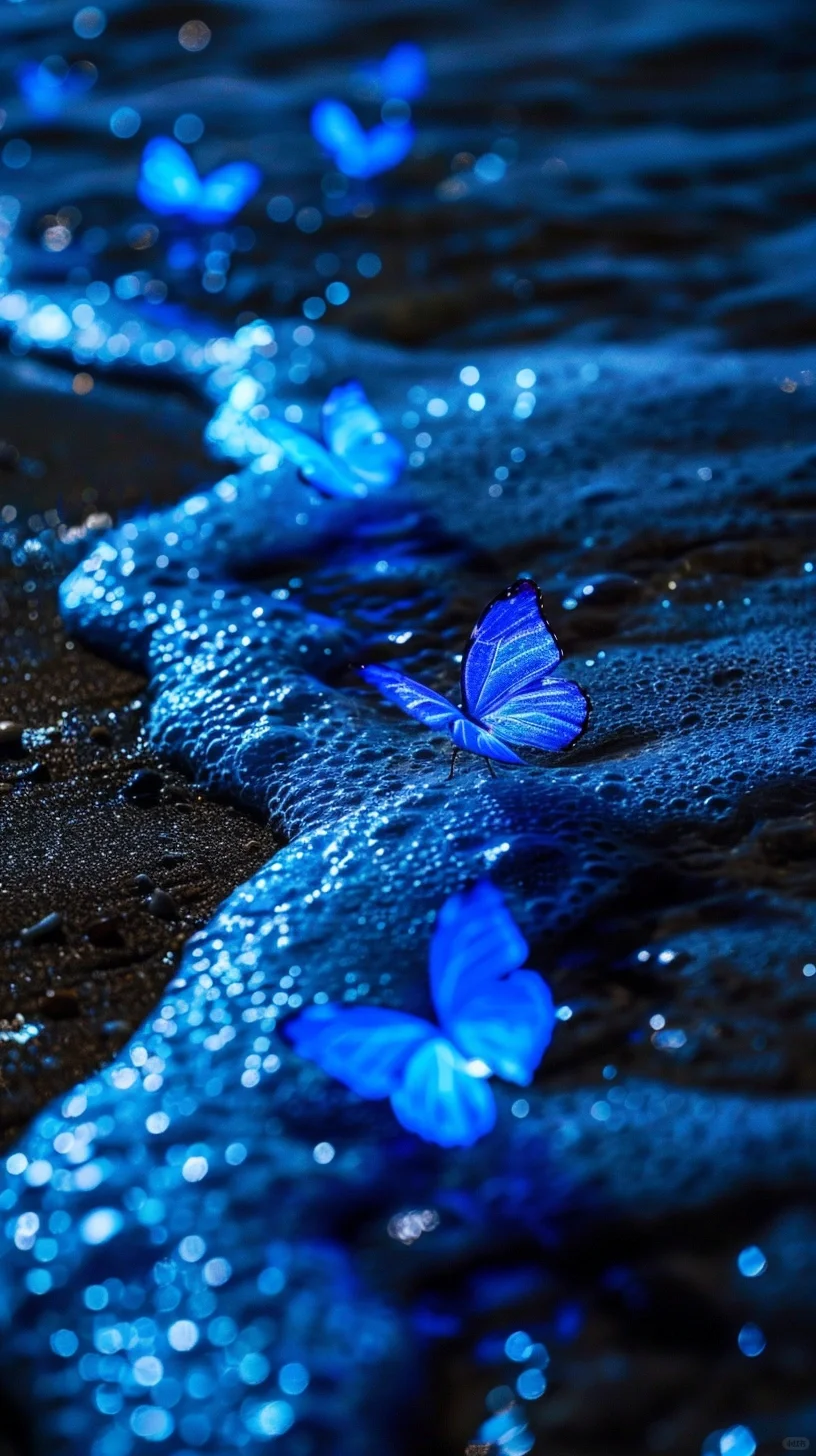 荧光海滩与蓝色蝴蝶🦋